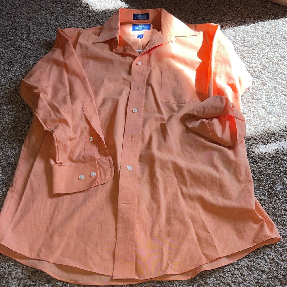 Stafford Super Dress Shirt 👔 15 1/2 (32-33) Wrinkle Free Sherbet Color 🔥🔥🔥